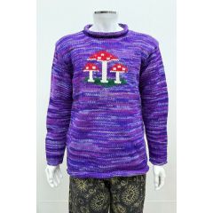 mushroom purple tie dye roll neck jumper